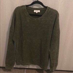 Olive green ribbed sweatshirt
